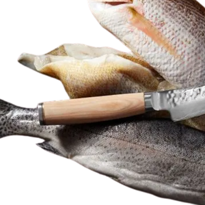 Cuchillo para Deshuesar y Filetear de 6 Pulgadas, Acero Damasco VG MAX, Hoja Curva Martillada, Cuchillo para Pescado y Carne con Mango de Madera Pakkawood Blanca - Product Image 5