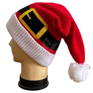 SPARKWELL INDUSTRY Bonnet en tricot Père Noël Rouge et Blanc Unisexe Adulte Hiver Fête 54-56CM Acrylique - Product Image 3