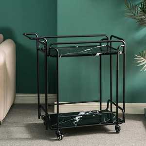 Modern 3-Tier Bar Cart with Glass Rack Industrial Wood Metal <b>Serving</b> <b>Trolley</b> Rolling Kitchen Storage Wine Station Furniture - Product Image 5