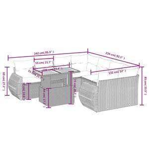 Juego de sofás de patio de ratán sintético negro de 9 piezas con cojines, muebles elegantes para exteriores - Product Image 3