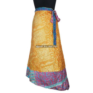 100% Vintage Silk Sari <b>Long</b> Panel <b>Skirt</b> Online Wholesale Shop of Indian Silk Wrap Around <b>Skirts</b> Manufacturer Wholesaler - Product Image 2