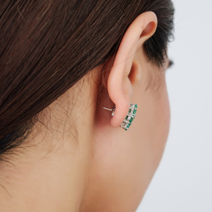 Best Quality Natural <b>Emerald</b> Gemstone Floral Design 925 Sterling Silver Fine Handmade <b>Stud</b> Earrings For Women Everyday Wear - Product Image 4