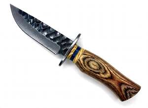 Cuchillo Utilitario de Hoja Fija de Acero de Alto Carbono Forjado a Mano, Mango de Madera de Olivo y Resina Azul Turquesa, Herramienta EDC Personalizada OEM de Grado DIY - Product Image 2