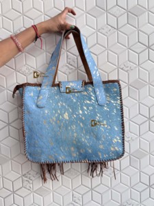 Bolso bohemio con flecos de piel metálica auténtica para mujer, superventas, cierre de cremallera, monedero de nailon para uso diario - Product Image 4
