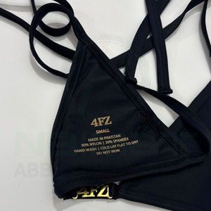 4FZ Women's White Bikini Set Triangle Top <b>Thong</b> Bottom Drawstring Solid Color Swimwear Stretch Nylon Spandex Front High Support - Product Image 5