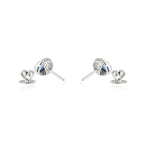 Exquisitos Pendientes de Oro Blanco de 14K con Zafiro Azul y Diamantes, Piedra de Nacimiento de Septiembre, Joyería de Piedras Preciosas al por Mayor - Product Image 6