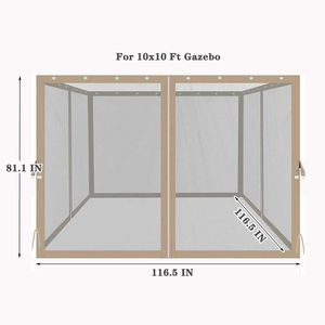 มุ้งกันยุงขนาด 10x10 ฟุต พร้อมซิปสำหรับศาลาพักผ่อนกลางแจ้ง ผนังตาข่าย 4 ด้าน สำหรับหลังคาศาลา ศาลาพักผ่อน และเพอร์โกลา - Product Image 3
