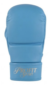 Gants de MMA bleus en PU, demi-doigts, avec sangle de poignet Velcro, pour adultes, entraînement d'arts martiaux - Product Image 4