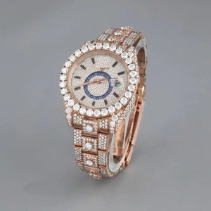Montre mécanique de luxe personnalisée en or rose avec diamants Moissanite VVS, affichage de la date, édition limitée, design moderne - Product Image 3