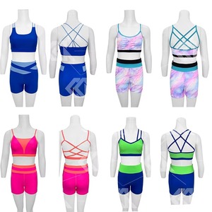 Ropa Deportiva con Bloques de Color para Equipos de Baile, Múltiples Colores, Sujetador Deportivo, Pantalones Cortos Deportivos de Cintura Alta - Product Image 4