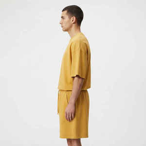 Men's <b>T</b> <b>Shirt</b> and Short Set With Zipper Casual Oversized <b>Shirts</b> Sets Cotton <b>Polyester</b> Pullover Men's Custom LOGO Tracksuit - Product Image 4