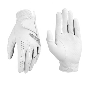 White Cabretta Leather Luxury Golf Glove Stretcher Adjustable Wrist <b>Strap</b> Button Closure Unisex Hand Grips Breathable Outdoor - Product Image 4