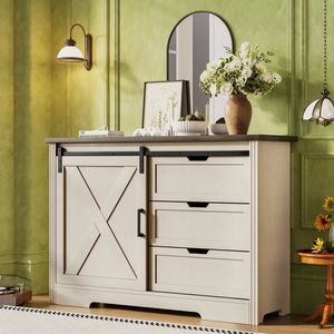 Puerta corredera silenciosa, cajón Beige antiguo, barra de tocador, aparador, armario de almacenamiento para comedor, sala de estar, ahorro de espacio - Product Image 2