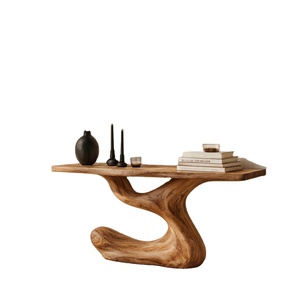 Consola de Madera Maciza Hecha a Mano Luxali, Mesa Auxiliar Estrecha para Entrada, Mesa Auxiliar con Borde Natural, Mueble Moderno Decorativo - Product Image 1