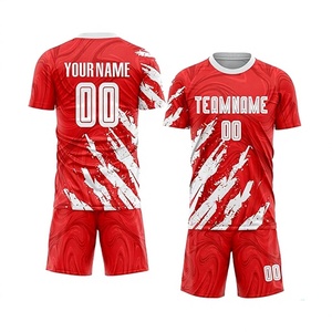 Ensemble maillot et short de football thaïlandais unisexe grande taille, imprimé, 100 % polyester, séchage rapide, personnalisable avec nom du joueur, pour l'entraînement - Product Image 1