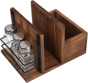 Natural Wooden Napkin <b>Holder</b> with <b>Spice</b> Organizer for Dining Table Kitchen Restaurant and Hotel Table Decor - Product Image 3