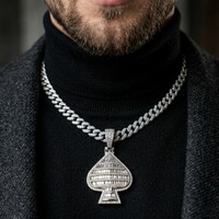 Pendentif Pique Premium Plaqué Rhodium avec Diamants Taille Baguette Sertis en Canal, Breloque en Alliage, Style Hip Hop Unisexe, Cadeau Bijou