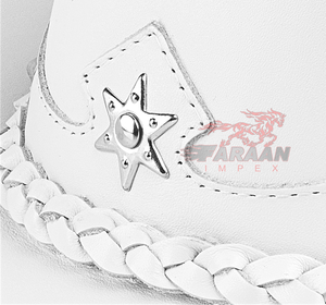Sombrero de Vaquero de Cuero Blanco Personalizado, Sombrero de Vaquera de Ala Ancha Estilo Western con Banda Trenzada, Venta al por Mayor - Product Image 4