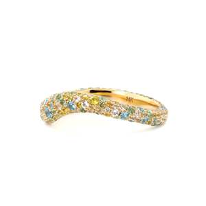 Anillo de oro de 14 quilates con diamantes cultivados en laboratorio, diseño de onda con pavé completo en degradado, anillo llamativo con múltiples piedras creadas en laboratorio para mujer - Product Image 6