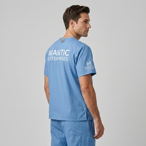 High Quality Short Sleeve Twill Men's <b>Nursing</b> <b>Scrubs</b> Vietnam Poly Spandex Stretch OEM GW Brand Hospital Medical Top Uniforms - Product Image 3
