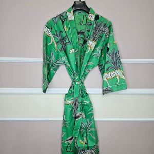 Kimono de Seda con Cuello en V, Largo, Ligero y de Lujo para Mujer, Venta al por Mayor, Vestido Tipo Sari, Ropa de Playa Colorida para Resort - Product Image 1