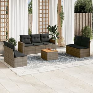 Ensemble de canapés de jardin en rotin moderne 6 places, mobilier d'extérieur résistant aux intempéries, design contemporain gris foncé et marron - Product Image 3