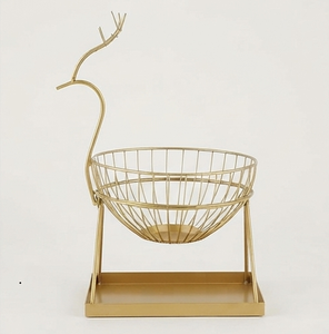 Panier à fruits en fil métallique en forme d'animal avec poignée, panier de rangement de luxe pour fruits - Product Image 2