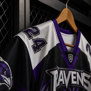 Camiseta de Fútbol Americano de los Ravens para Hombre, Personalizada, Sublimada, Cuello en V, Manga Corta, Ajuste Atlético, Secado Rápido, 100% Poliéster, para Adultos, Todas las Temporadas - Product Image 4