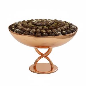 Bol de service rond en métal à deux niveaux, finition cuivre martelé, pour présentation de desserts, idéal pour la vaisselle de mariage et la décoration intérieure - Product Image 5