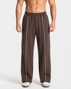 Men's Espresso Custom Contrast Line <b>Oversized</b> <b>Jogger</b> Premium Quality Cotton Fleece Trouser Wide Leg Men's Back Pocket Sweatpants - Product Image 1