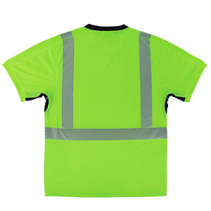 Camiseta de Seguridad Reflectante de Alta Visibilidad Unisex, Verde y Negra, Manga Corta, Bolsillo en el Pecho, Transpirable, Resistente al Agua, Poliéster - Product Image 2