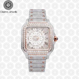 Montre pour homme Charm Jewells en acier inoxydable, boîtier de 40 mm, accents de diamants, analogique, luxe, mode, mouvement mécanique, date automatique, fonction push - Product Image 4