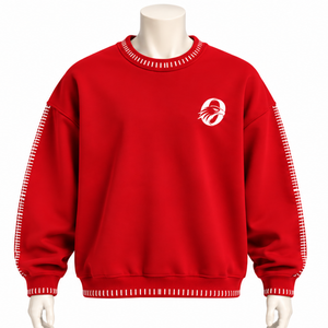 <b>Black</b> Crewneck <b>Sweatshirt</b> with Stitched Border Detail and Small Chest Emblem Classic Long Sleeve Pullover Casual Fashion Apparel - Product Image 1