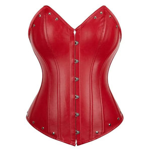 Women's 100% <b>Leather</b> <b>Corset</b> Gothic Style Zipper Closure Strapless Vest Regular Length Solid Color Waterproof Outerwear - Product Image 2