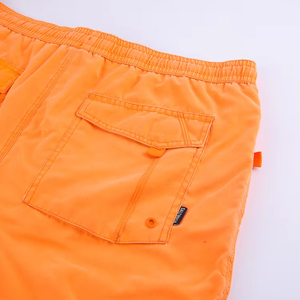 Traje de Baño para Hombre, Color Naranja Sólido, Secado Rápido, 100% Poliéster, Cintura con Cordón Ajustable, Corte Medio, Tejido - Product Image 5