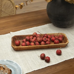 Bandeja Ovalada de Madera Maciza para Servir |   Bandeja Decorativa para Café, Té y Aperitivos, Tallada a Mano en Madera de Acacia |   Bandeja de Exhibición de Madera Rústica Vintage - Product Image 5