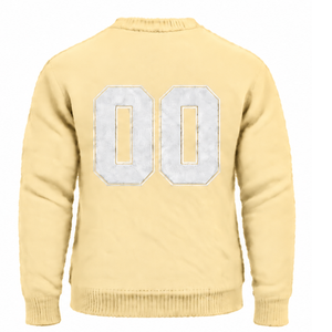 Pull personnalisé en maille douce à col rond pour homme, manches longues, décontracté, hiver, avec revers côtelés et lettre en relief sur la poitrine - Product Image 2