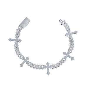 Best Price Customized Cross Link Hip Hop for Bracelet for <b>Men</b> 6mm Fully Iced VVS Moissanite Pass Diamond Tester Classic Fashion - Product Image 1
