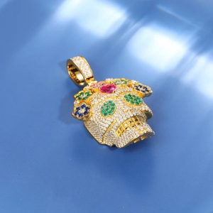 Colgante de Calavera Floral Gótica con Moissanita – Joyería de Estética Oscura, Colgante de Calavera con Flor – Joyería Gótica de Plata de Ley 925 - Product Image 4