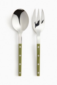 Ensemble de cuillères et fourchettes à salade en cuivre avec manches à motifs noirs pour la table - Product Image 4