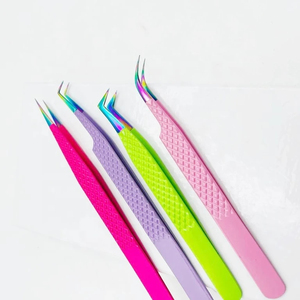 Ensemble de pinces professionnelles pour extensions de cils, en acier inoxydable, outils de précision, emballage en pochette, pointe lisse, couleur et logo. - Product Image 6