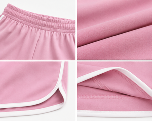 Pantalones Cortos Casuales Rosas para Hombre con Raya Lateral, Cintura Elástica, Transpirables, de Punto, Color Sólido, Estilo Deportivo - Product Image 3