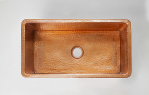 Évier rectangulaire en cuivre martelé à la main, lavabo rustique de style farmhouse, lavabo de salle de bain en cuivre de luxe, lavabo décoratif - Product Image 2