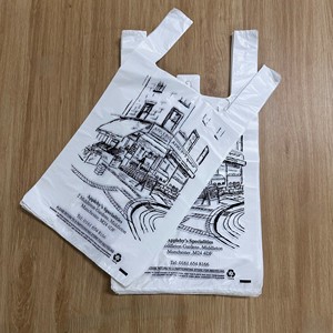 Bolsas de Compras Reutilizables para Camisetas, Hechas con HDPE Reciclado al 70% |   Bolsas de Transporte de Comestibles con Asas, Impresas Personalizadas y Aptas para Alimentos - Product Image 2