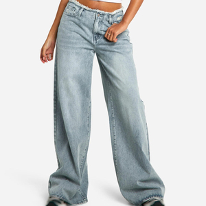 Vintage High Rise Women Denim Pants Straight Leg Comfy Jeans Stretch Wide Leg Denim Trousers For Daily Fashion - Product Image 5