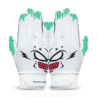 Guantes de Fútbol Americano Profesionales Personalizados Antideslizantes Super Prippy con Palma de PVC Adhesiva, Cosidos a Máquina para Niños/Adultos