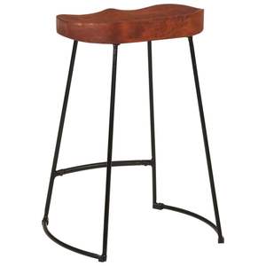 Ensemble de 2 tabourets de bar en bois de manguier naturel massif, taille standard, au design élégant - Product Image 6