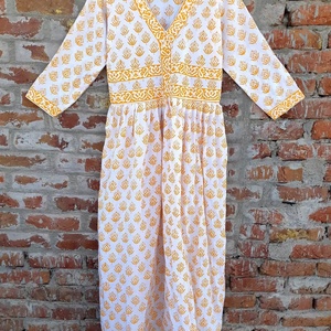 Vestido indio de algodón 100% estampado a mano, estilo túnica larga con bordados, estilo casual, para mujer, gran venta. - Product Image 1