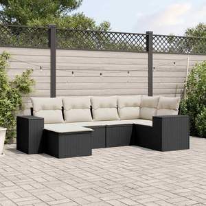 Conjunto de Sofás Modulares Grandes de Ratán PE Negro para Jardín, Muebles Modulares Elegantes para Exteriores - Product Image 1