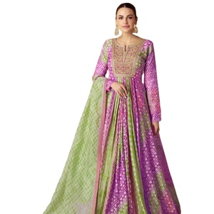 ชุดราตรี Anarkali ผ้ามัสลินพิมพ์ลายดิจิทัลผ้าโปร่ง - Product Image 1